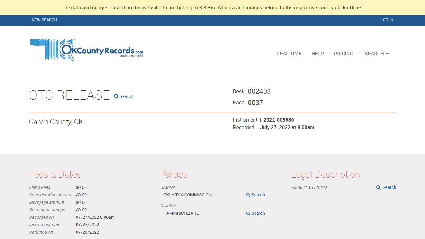 Garvin | I-2022-005680 | OKCountyRecords.com | County Clerk Public Land ...